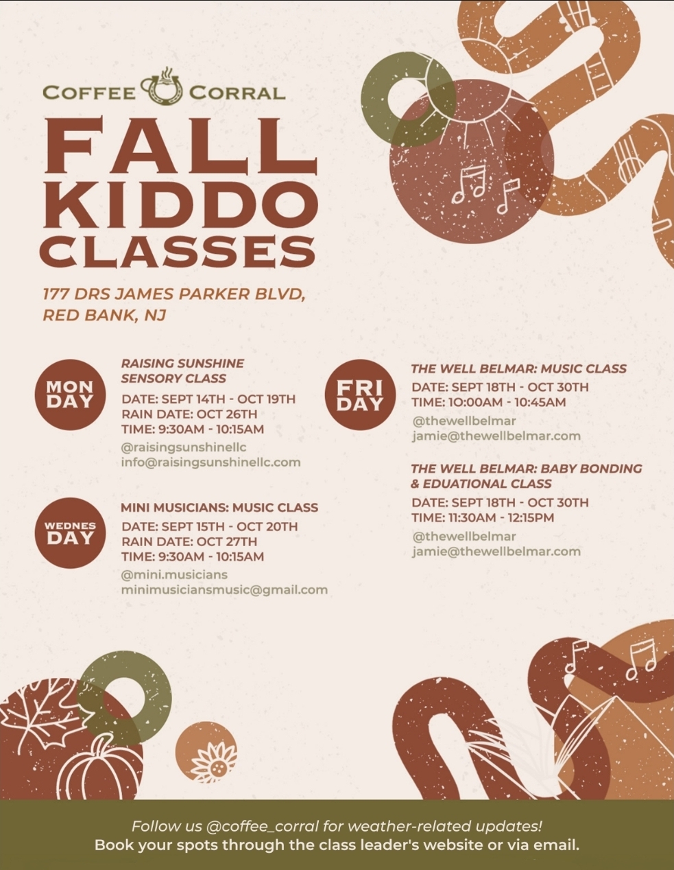 Fall Kiddo Classes in The Corral- Red Bank